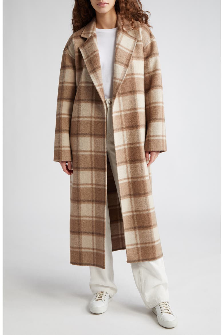 Plaid Wrap Coat, Main, color, NATURAL BEIGE MULTI