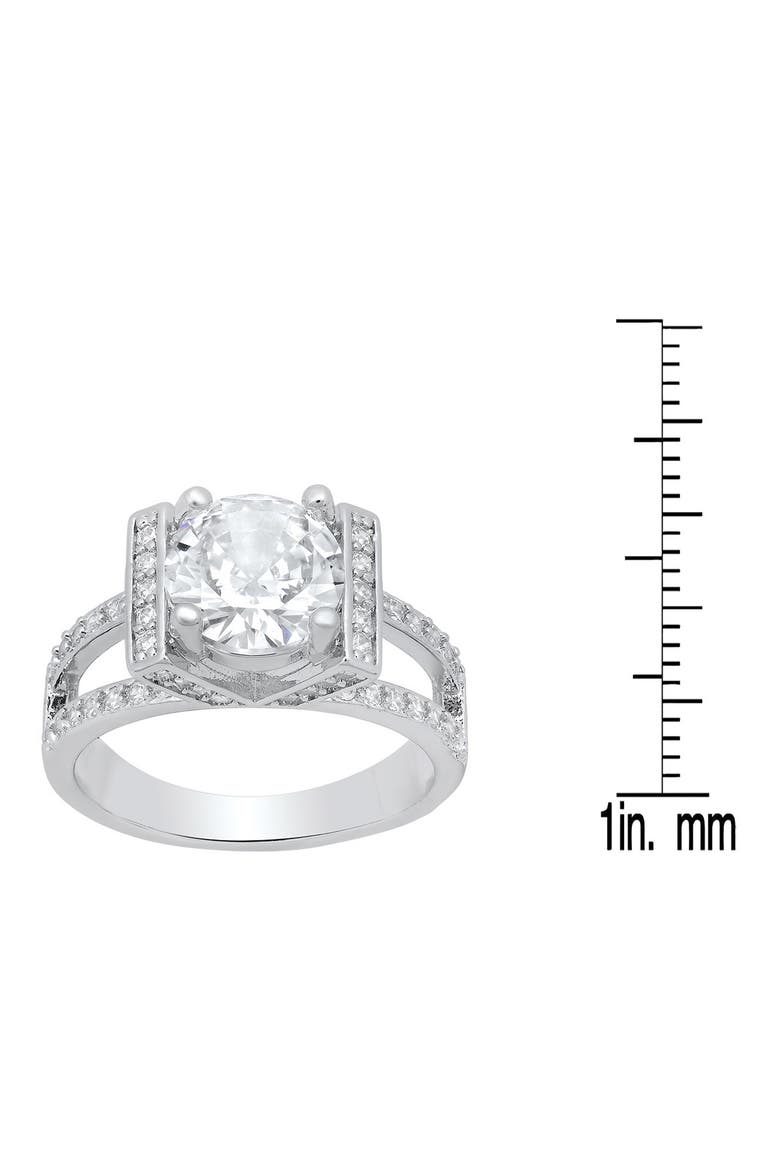 Cushion Cut Simulated Diamond Pavé Ring, Alternate, color, SILVER