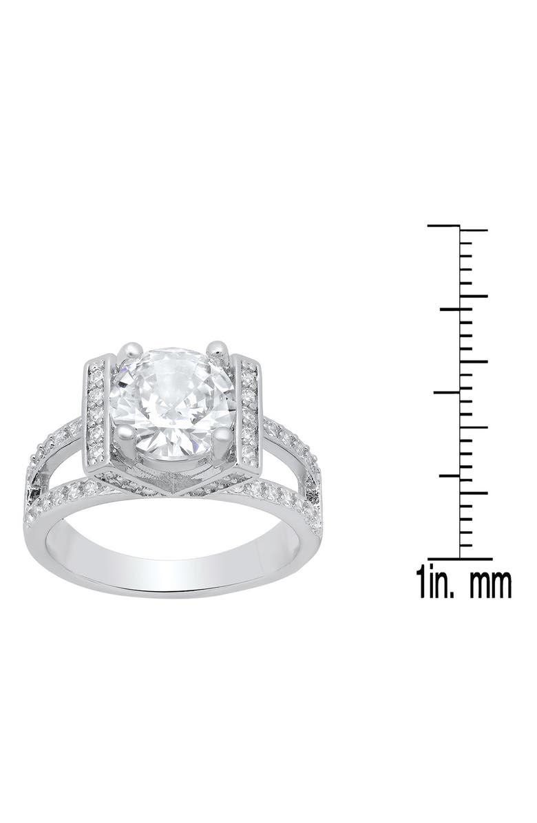 HMY JEWELRY Cushion Cut Simulated Diamond Pavé Ring, Alternate, color, Silver