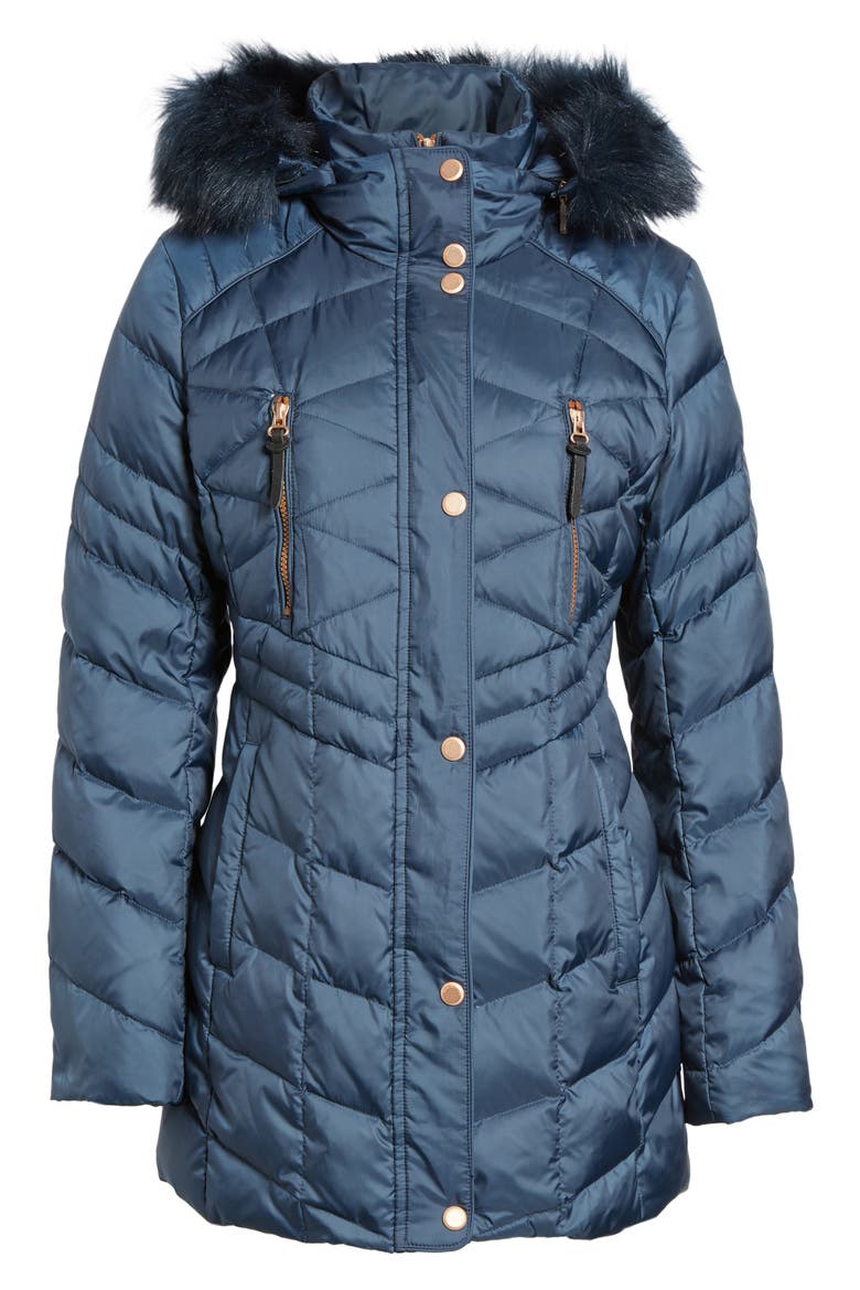 Marley 30 Coat with Detachable Faux Fur, Alternate, color, BLUE STEEL