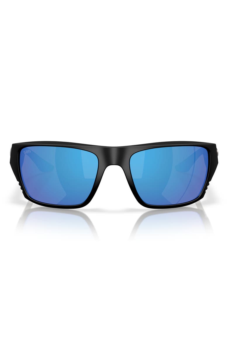 Costa Del Mar 59mm Polarized Square Sunglasses, Main, color, Black/ Bright Blue Mirror