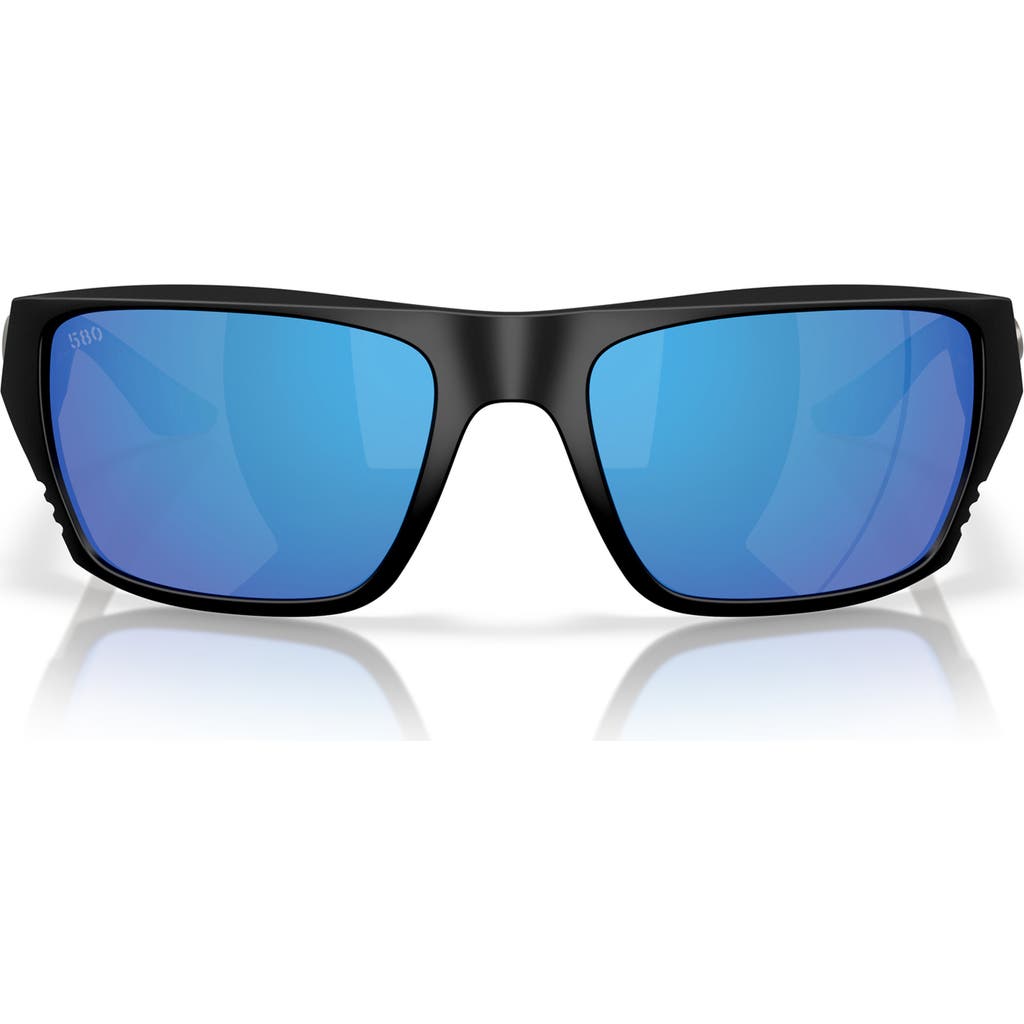 Costa Del Mar 59mm Polarized Square Sunglasses In Black/bright Blue Mirror