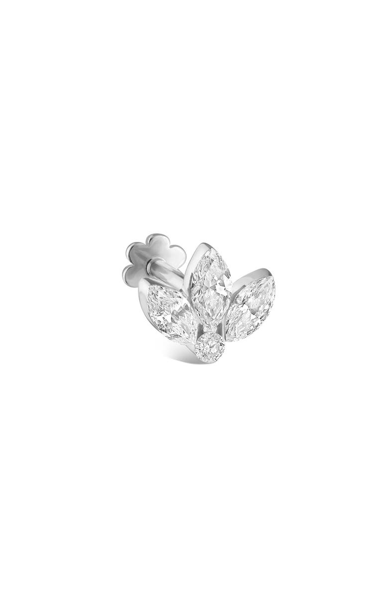 MARIA TASH Single Invisible Set Diamond Lotus Threaded Stud Earring, Main, color, White Gold
