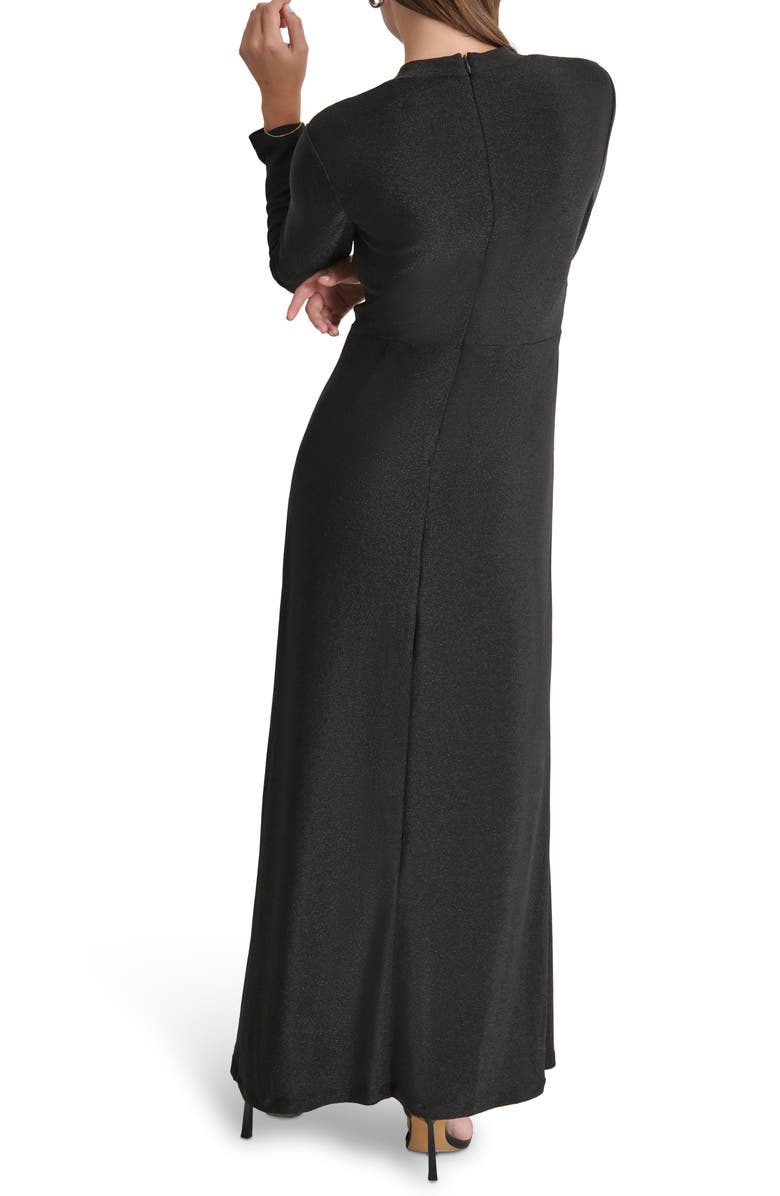 DKNY Long Sleeve A-Line Dress, Alternate, color, Black/ Black