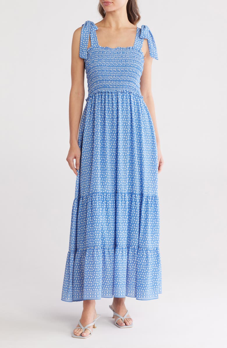 MAX STUDIO Shoulder Tie Maxi Dress, Main, color, Blue