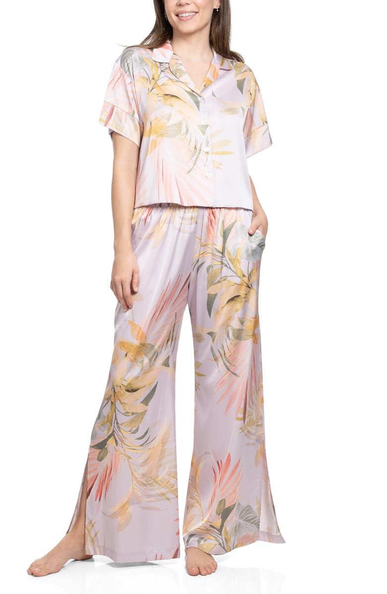 Midnight Bakery Print Satin Pajamas, Main, color, Purple