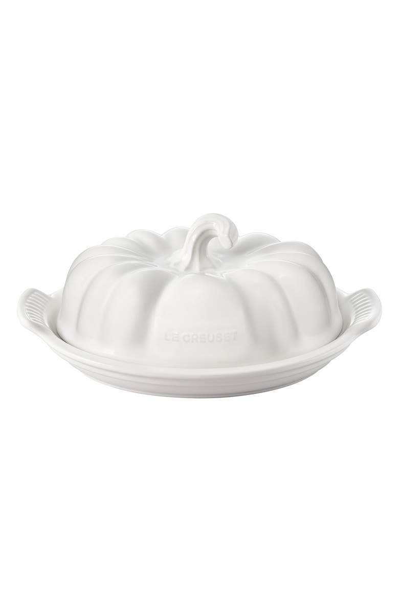 Le Creuset Pumpkin Butter Dish, Main, color, White