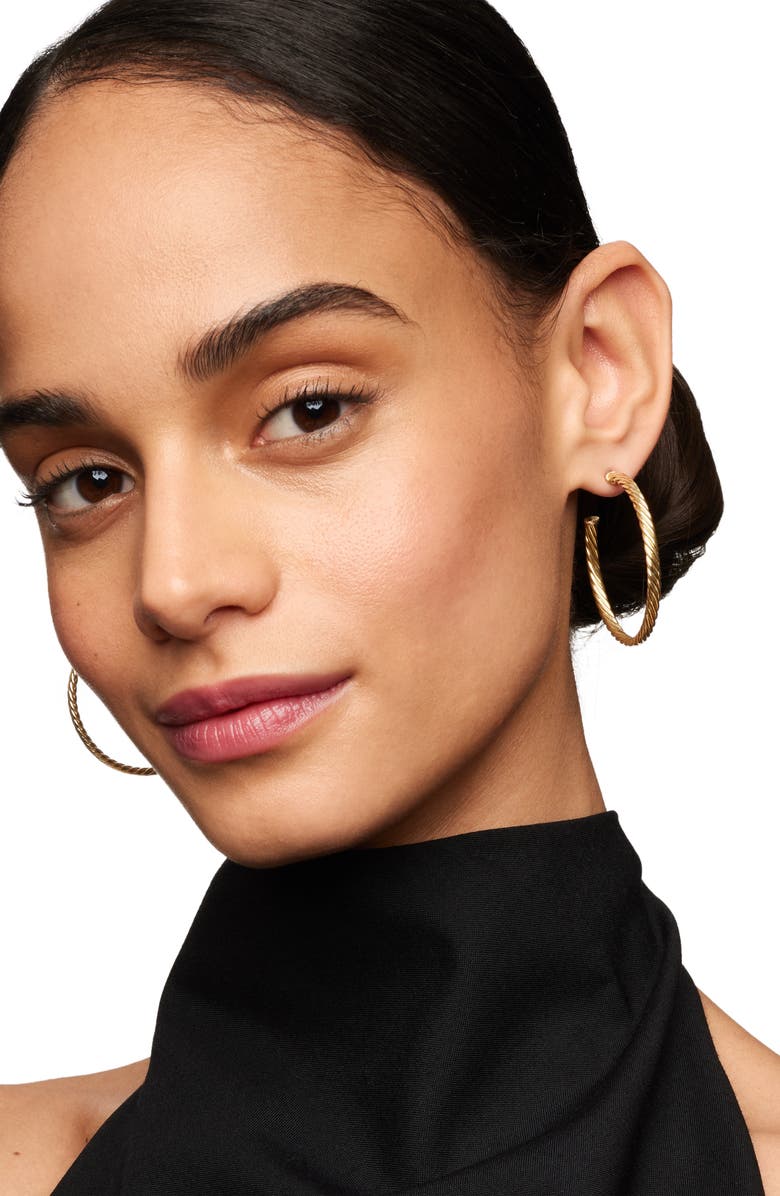 David Yurman Cable Spiral Hoop Earrings, Alternate, color, Gold