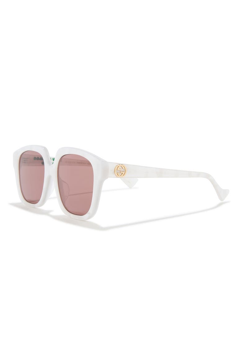 55mm Square Sunglasses, Alternate, color, WHITE WHITE BROWN
