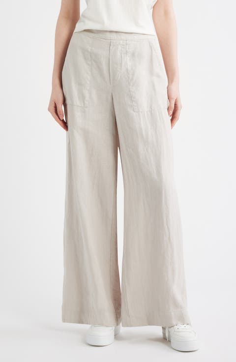 Madeline Patch Pocket Pull-On Linen Pants