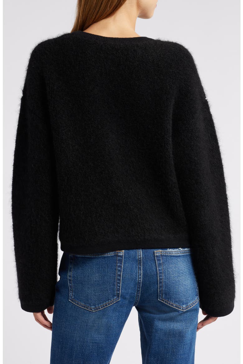 Kaia Boxy Bouclé Cardigan, Alternate, color, BLACK