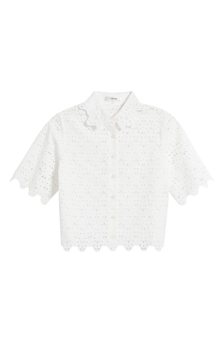 FRAME The Deco Cotton Eyelet Button-Up Shirt, Alternate, color, White