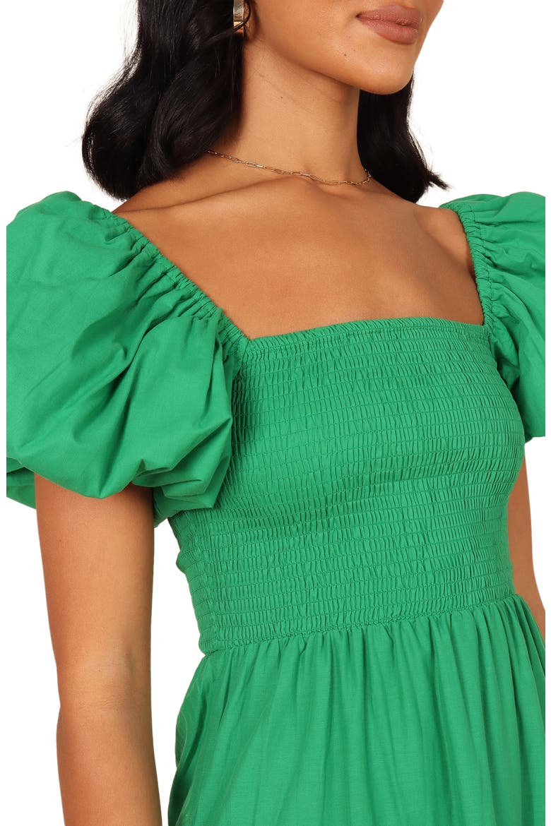 Annette Puff Sleeve Midi A-Line Dress, Alternate, color, GREEN