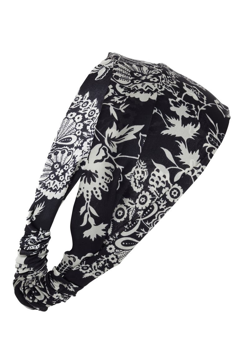 Monochrome Floral Head Wrap, Main, color, BLACK
