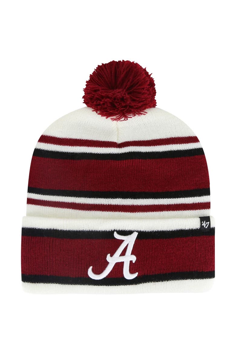 Youth '47  White Alabama Crimson Tide Stripling Cuffed Knit Hat with Pom, Main, color, White