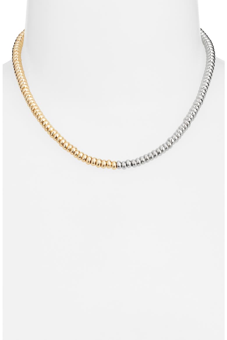 Two-Tone Beaded Necklace, Alternate, color, GOLD- SILVER