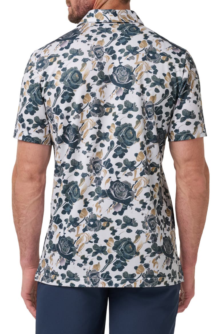 Featherweight Villa Floral Polo, Alternate, color, WHITE