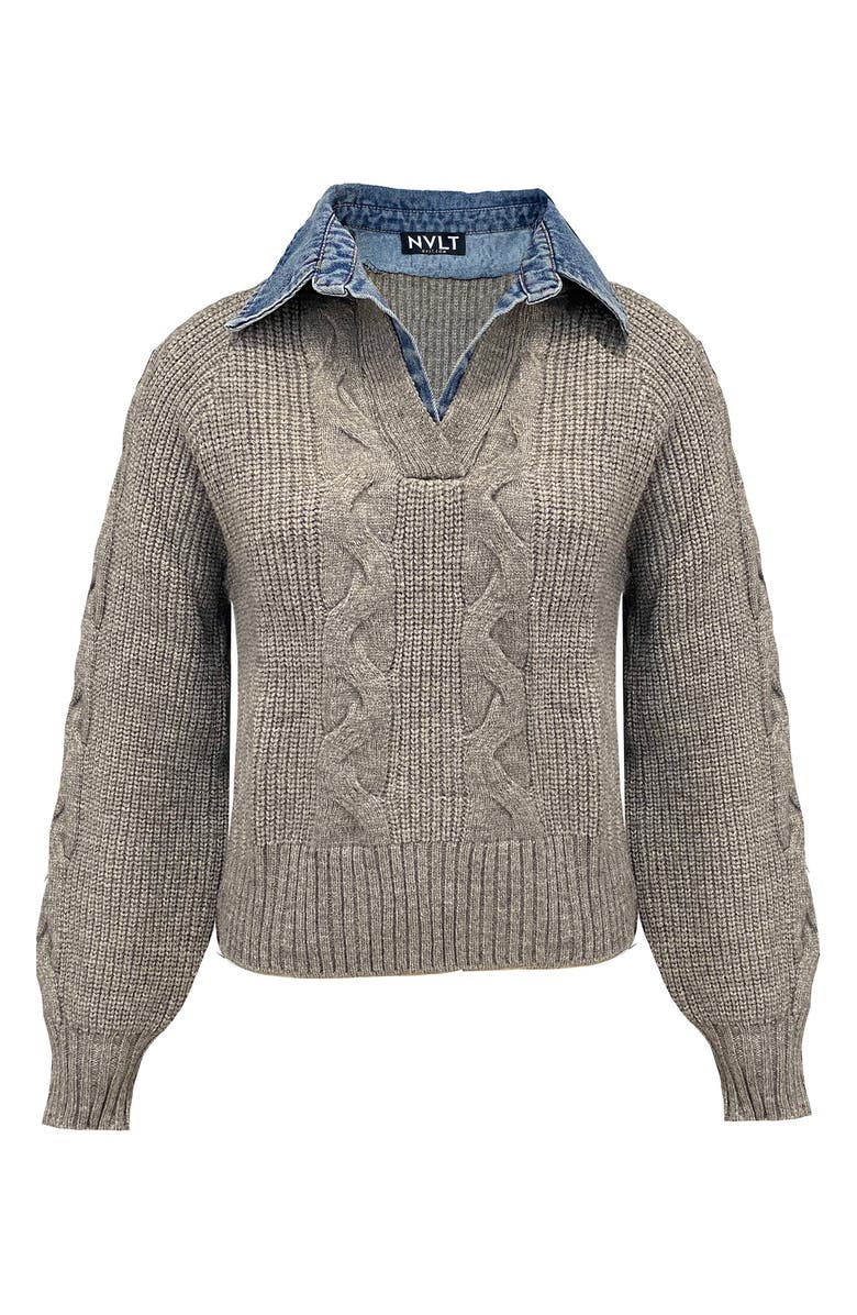 NVLT Denim Collar Shaker Knit Sweater, Main, color, 