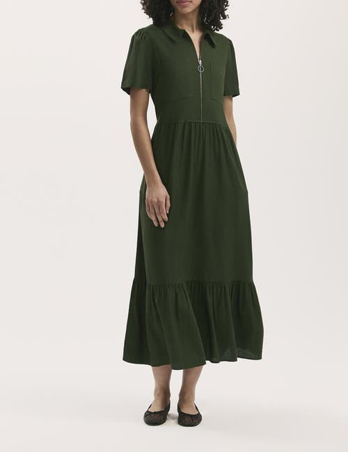 Finery London Tania Linen Blend Midi Shirt Dress In Brown