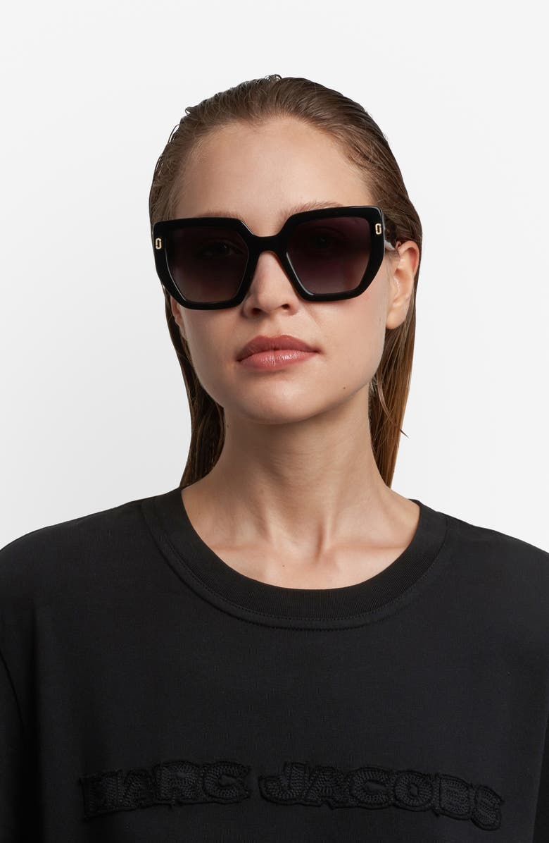 Marc Jacobs 52mm Gradient Square Sunglasses, Alternate, color, Black/ Dark Grey