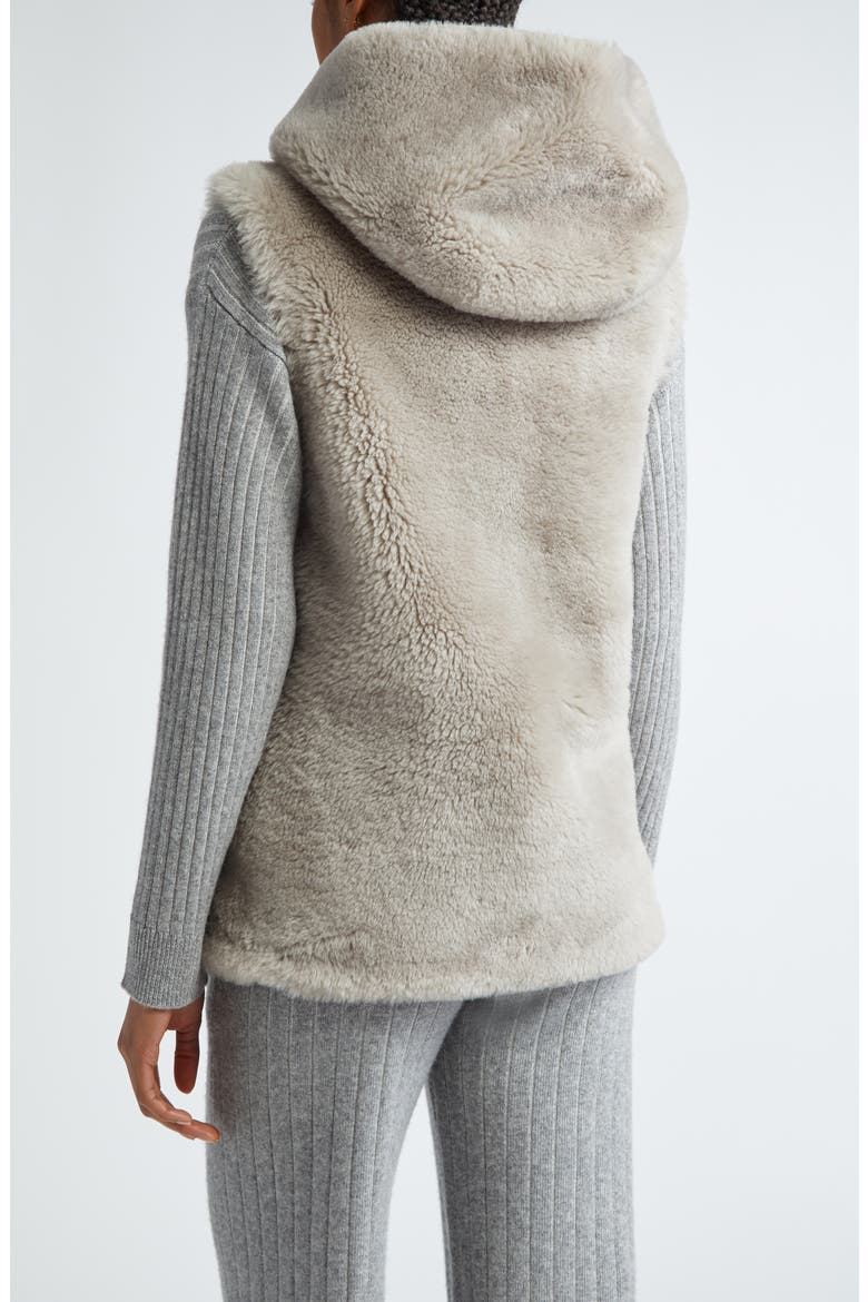 Genuine Shearling Hooded Vest, Alternate, color, GREY
