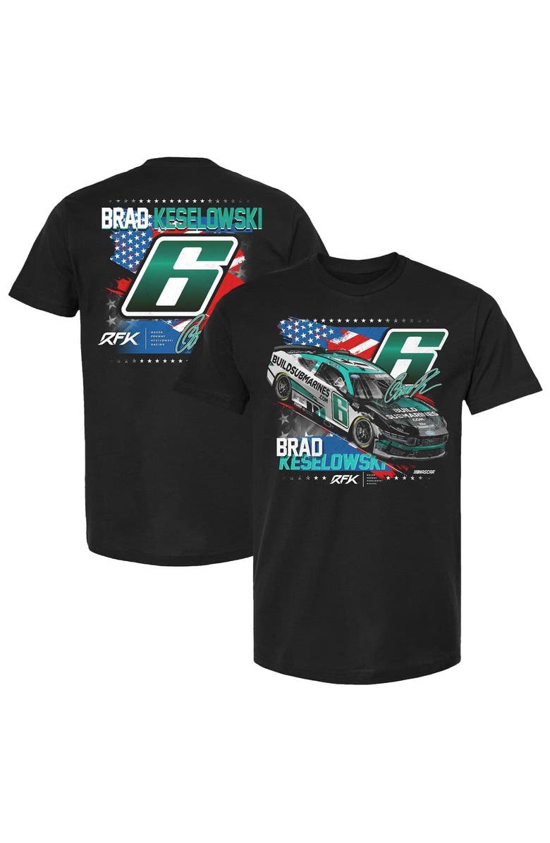RFK Racing Men's RFK Racing Black Brad Keselowski BuildSubmarines.com Patriotic Car T-Shirt, Main, color, 