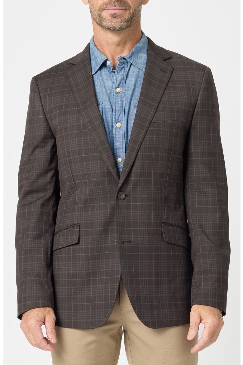 Plaid Slim Fit Stretch Sport Coat, Main, color, BROWN/ TAUPE