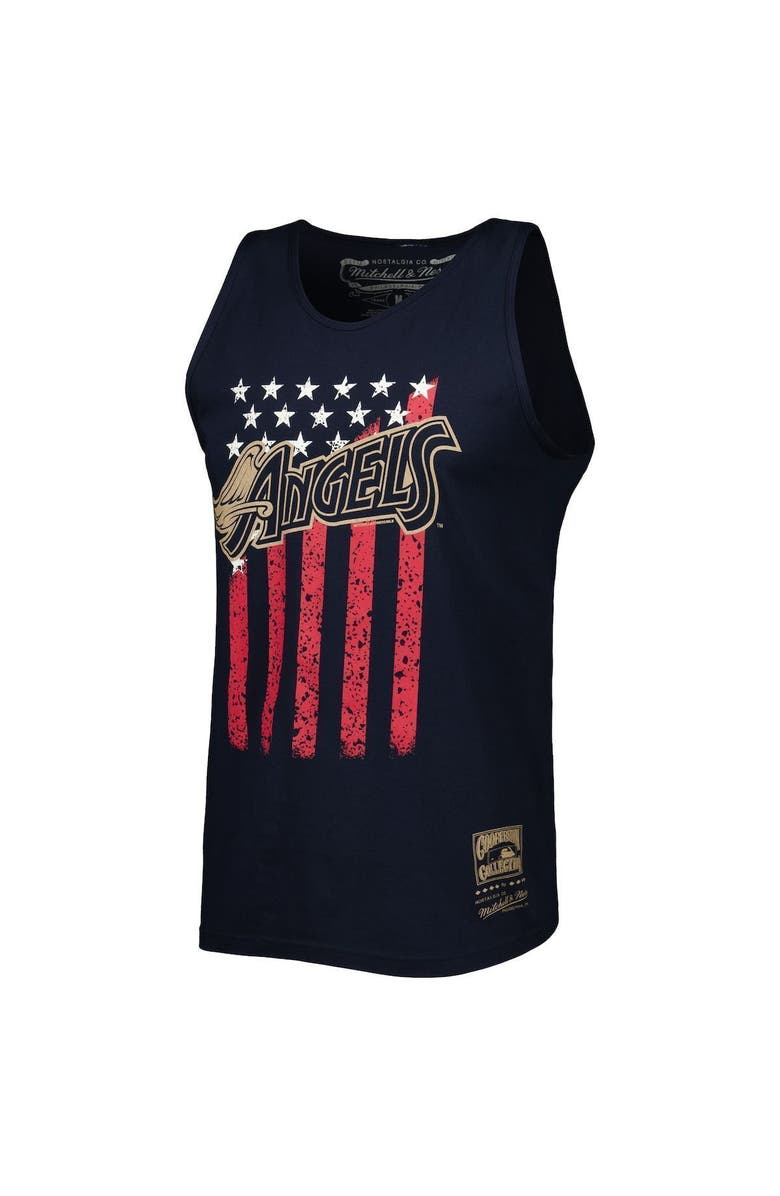 Mitchell & Ness Men's Mitchell & Ness Navy Los Angeles Angels Cooperstown Collection Stars and Stripes Tank Top, Alternate, color, 