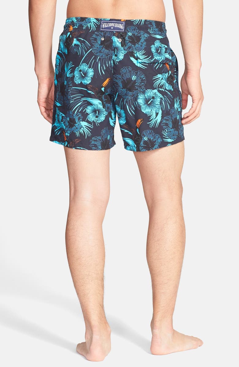 Vilebrequin 'Moorea' Toucan Floral Print Swim Trunks, Alternate, color,