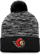 FANATICS Men's Fanatics Branded Black Ottawa Senators Defender Cuffed Knit Hat with Pom