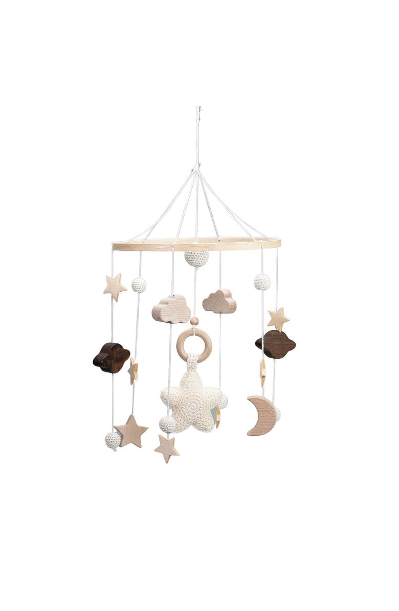 embé Baby Nursery Wooden Hanging Toy Crib Mobile, Animal Safari, Main, color, Wooden Galaxy