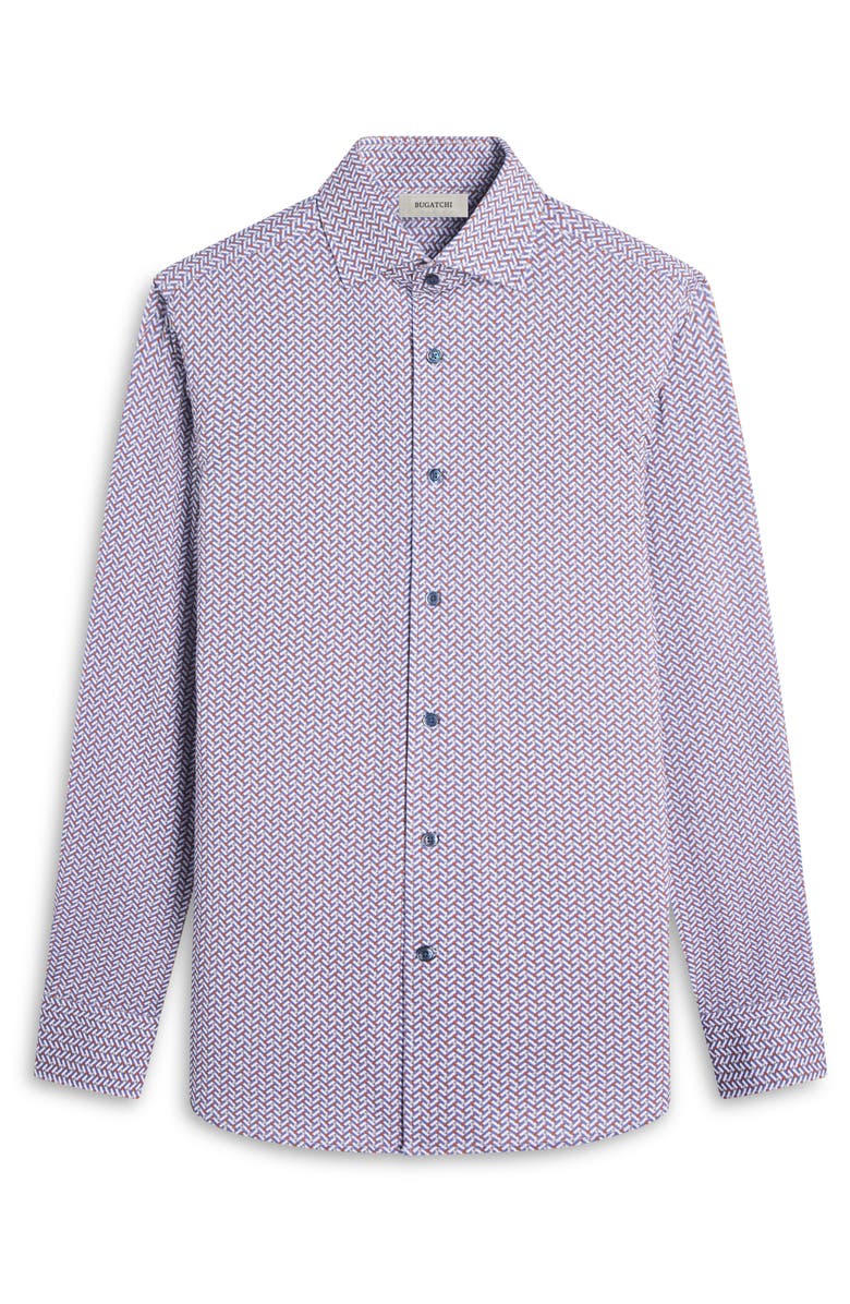 Bugatchi Devon OoohCotton<sup>®</sup> Herringbone Print Button-Up Shirt, Alternate, color, 
