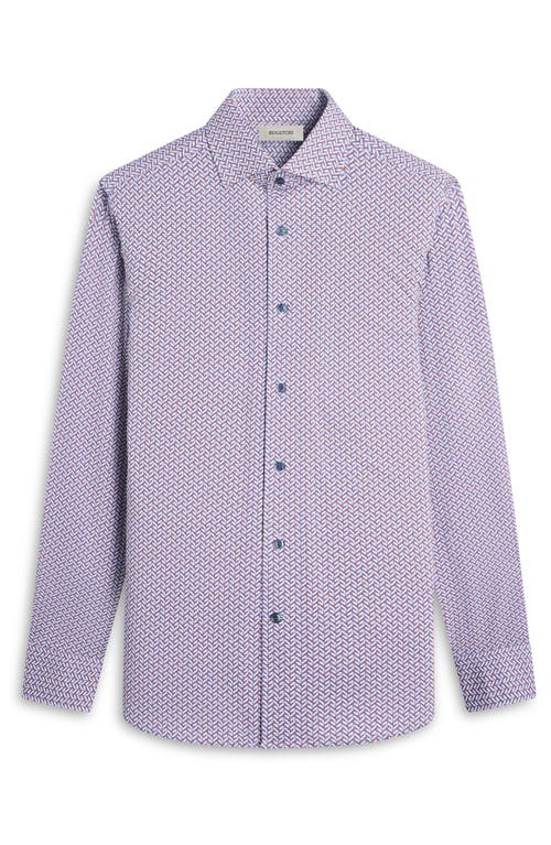 Bugatchi Devon Ooohcotton® Herringbone Print Button-up Shirt In Jaffa