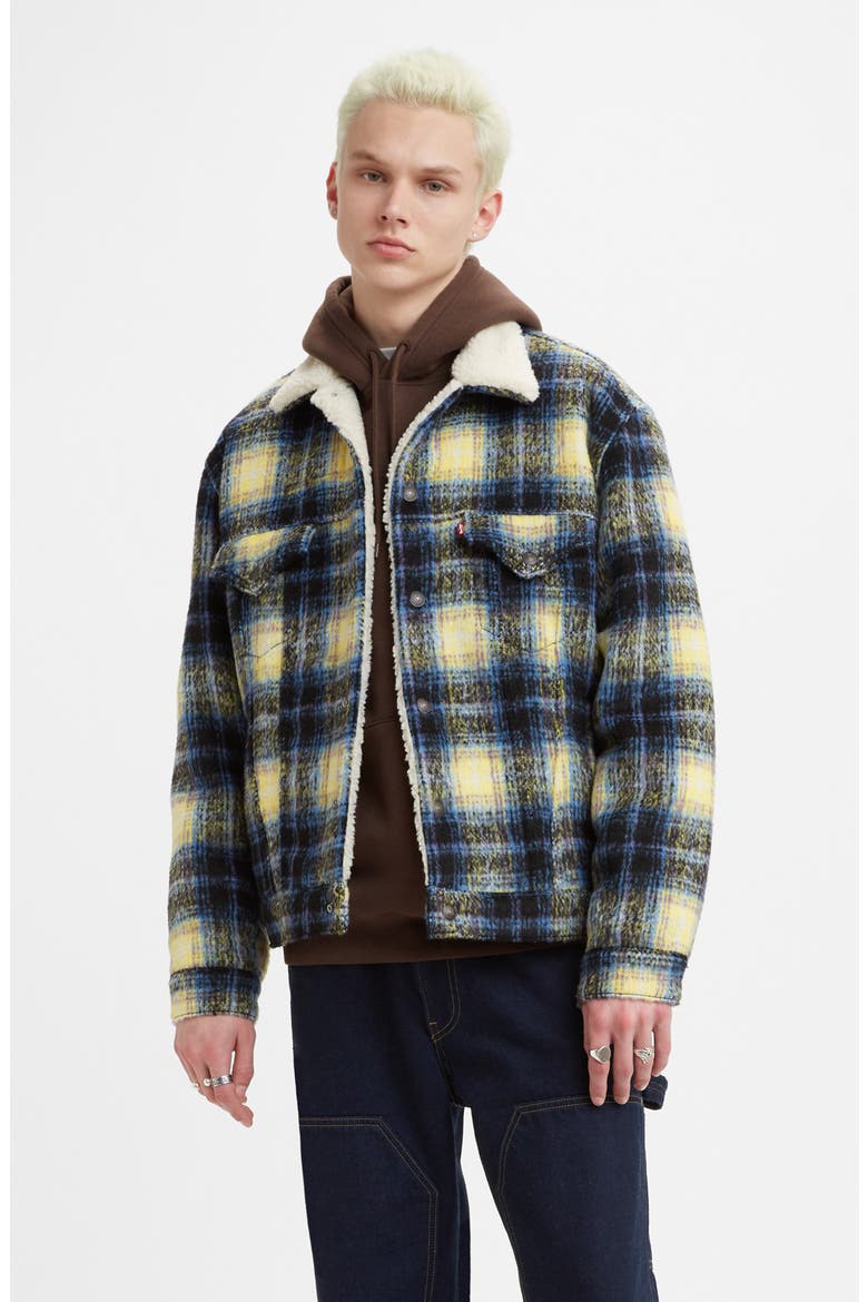 Vintage Fit Plaid Trucker Jacket with Fleece Collar, Alternate, color, JACK PONDEROSA PINE