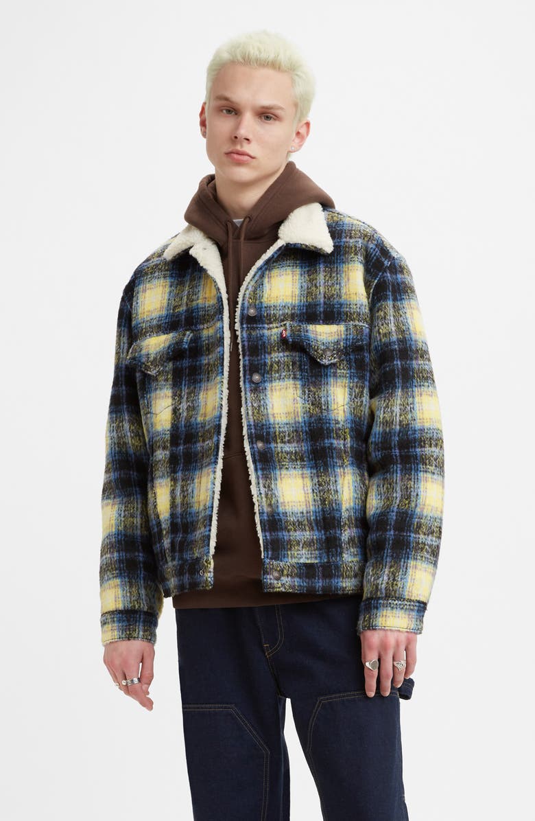 Levi's<sup>®</sup> Vintage Fit Plaid Trucker Jacket with Fleece Collar, Alternate, color,
