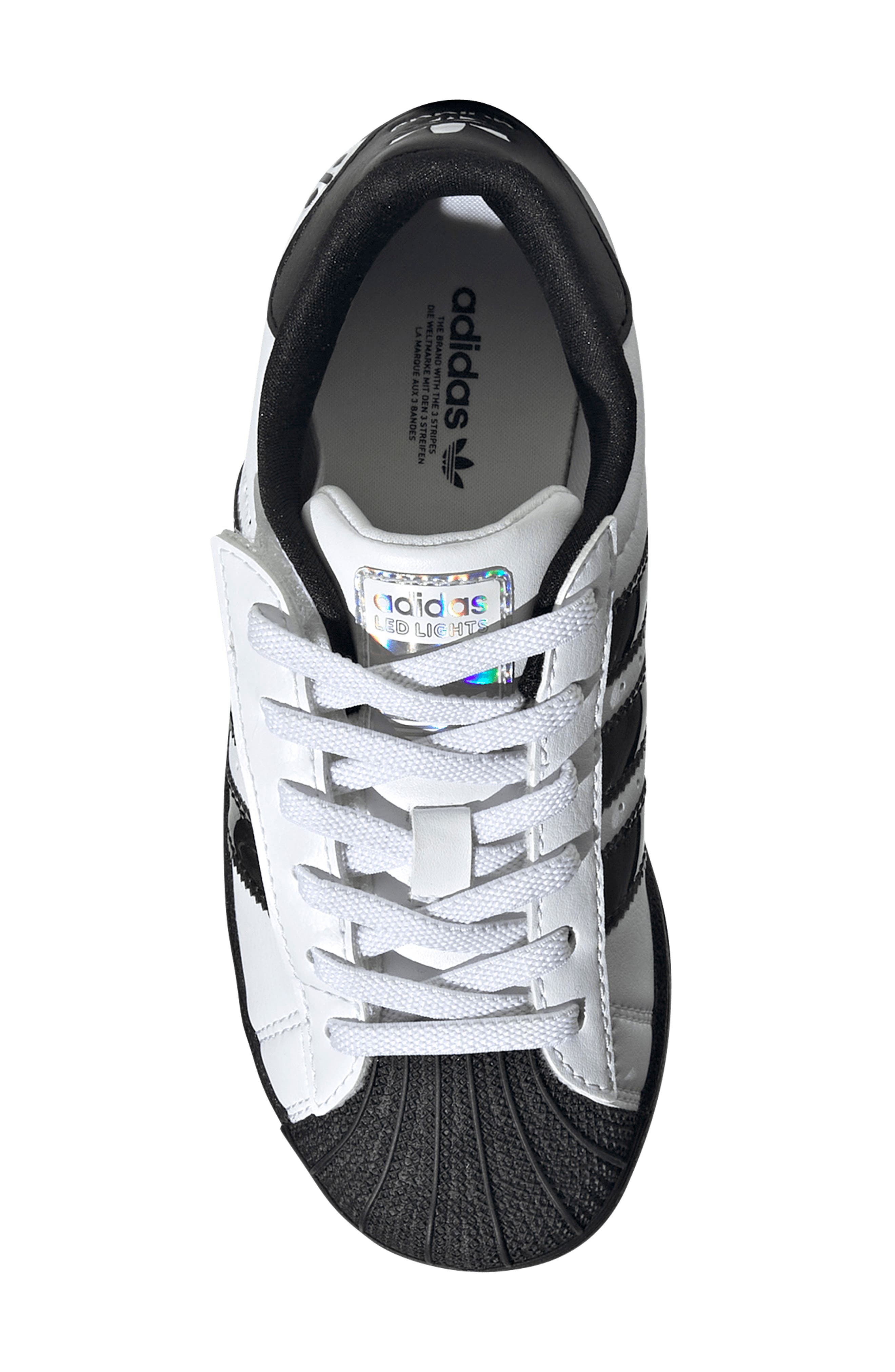 adidas Kids' Superstar LED Lights Sneaker, Alternate, color, Footwear White/ Core Black