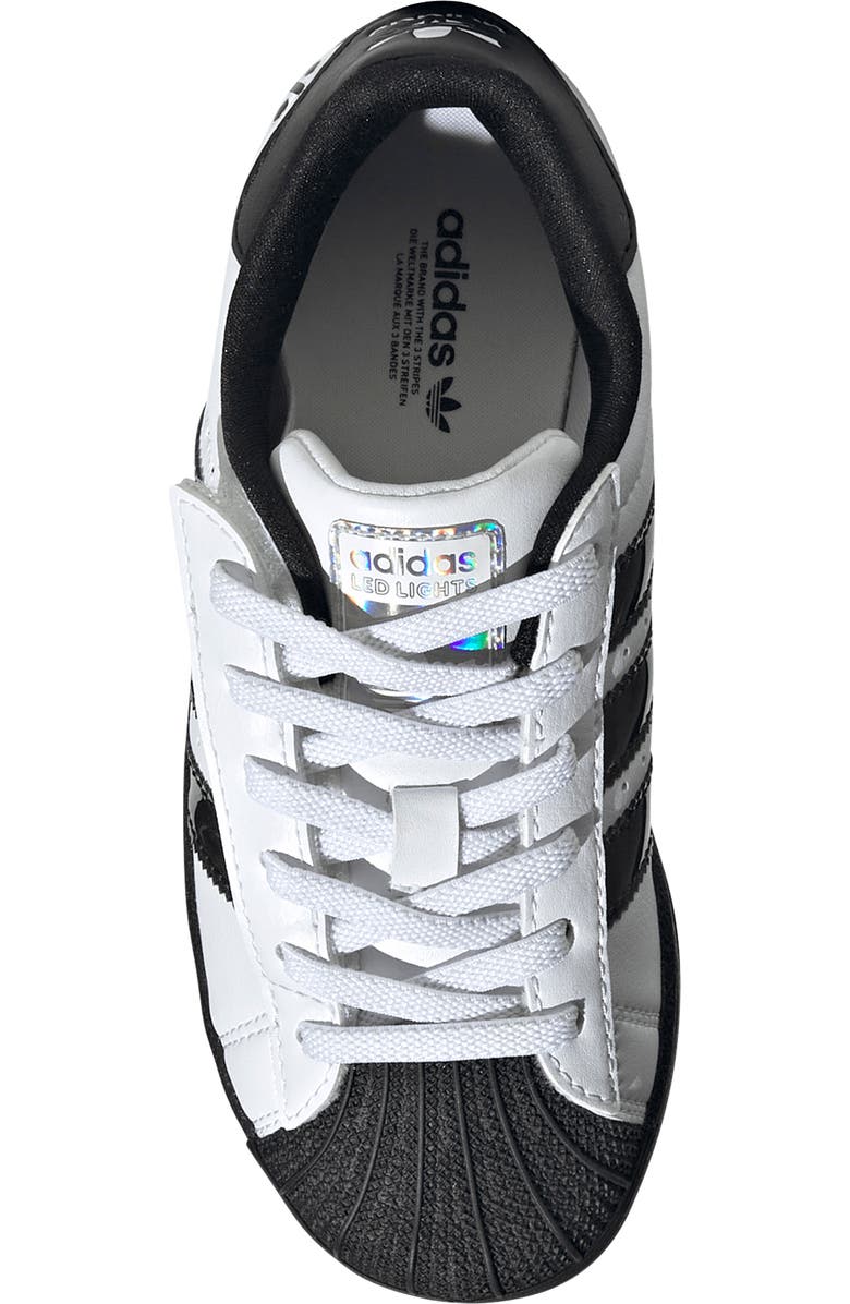 adidas Kids' Superstar LED Lights Sneaker, Alternate, color, Footwear White/ Core Black