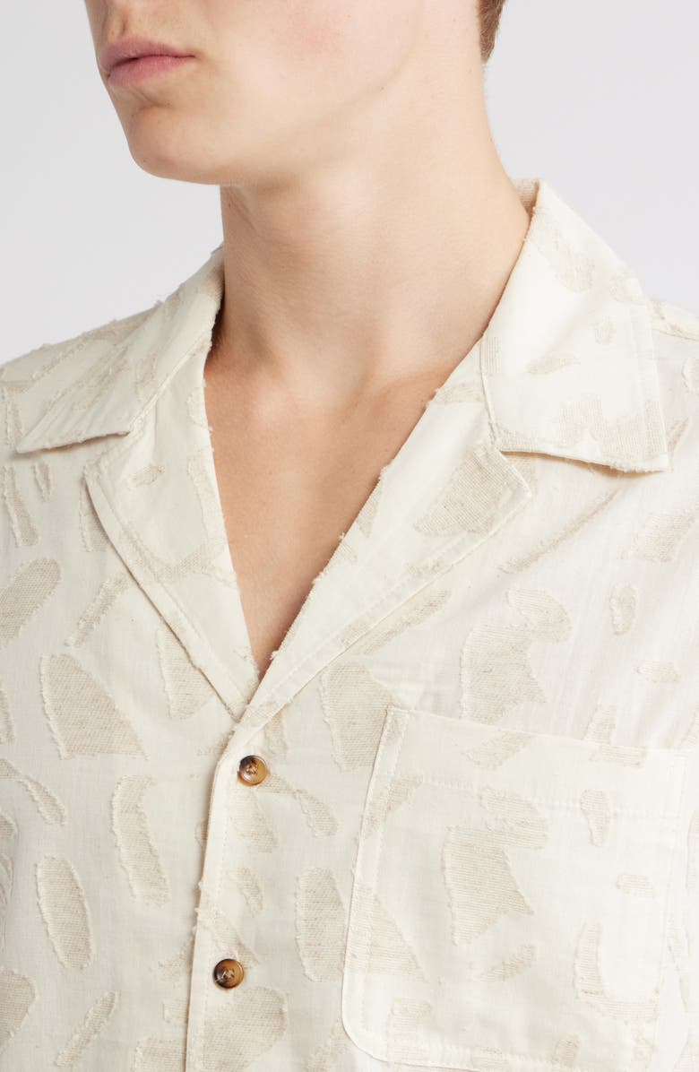 RIZORT Fin Tonal Pattern Camp Shirt, Alternate, color, Cream