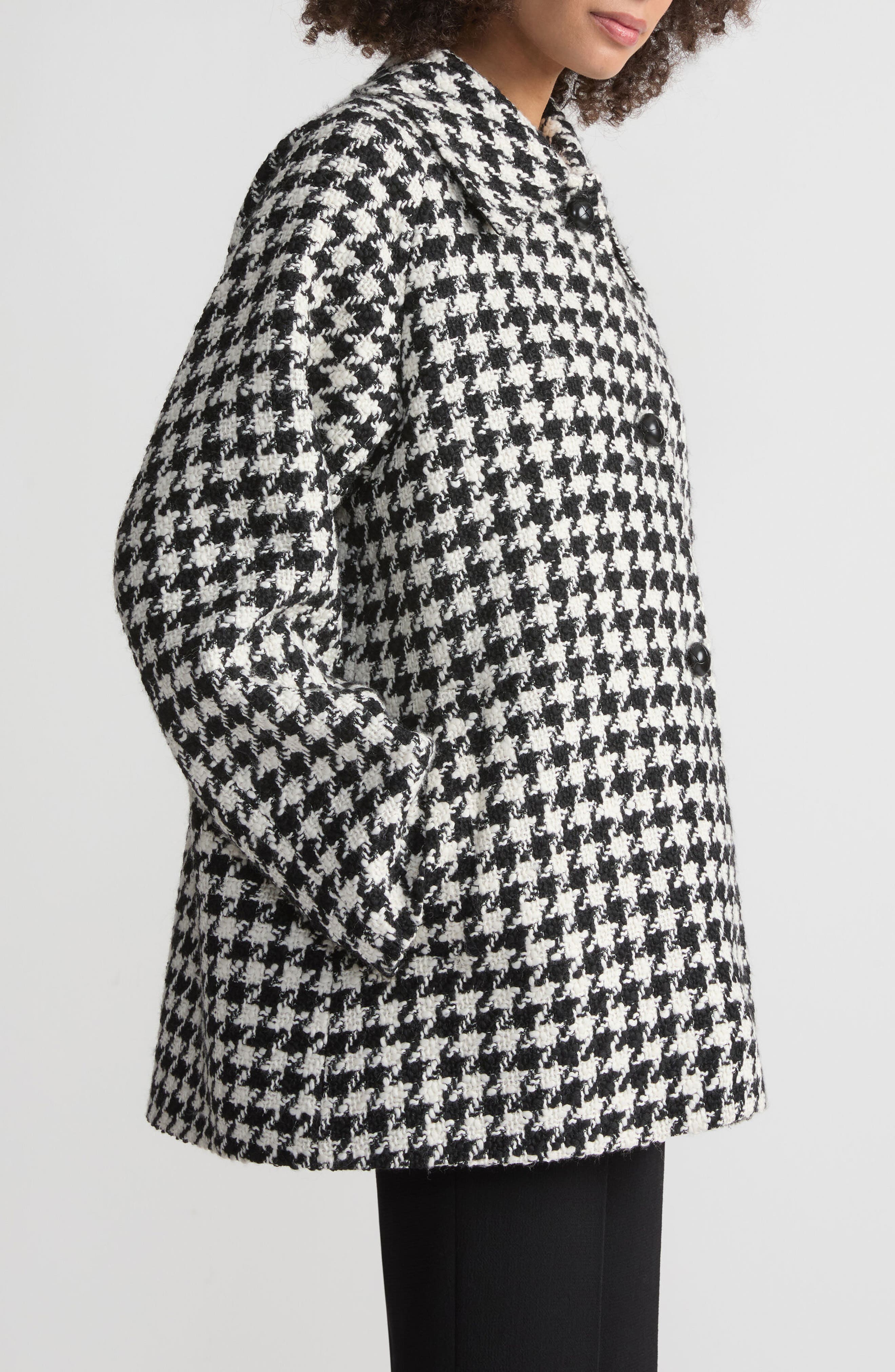 Lafayette 148 New York Houndstooth Check Wool Blend Car Coat (Women ...
