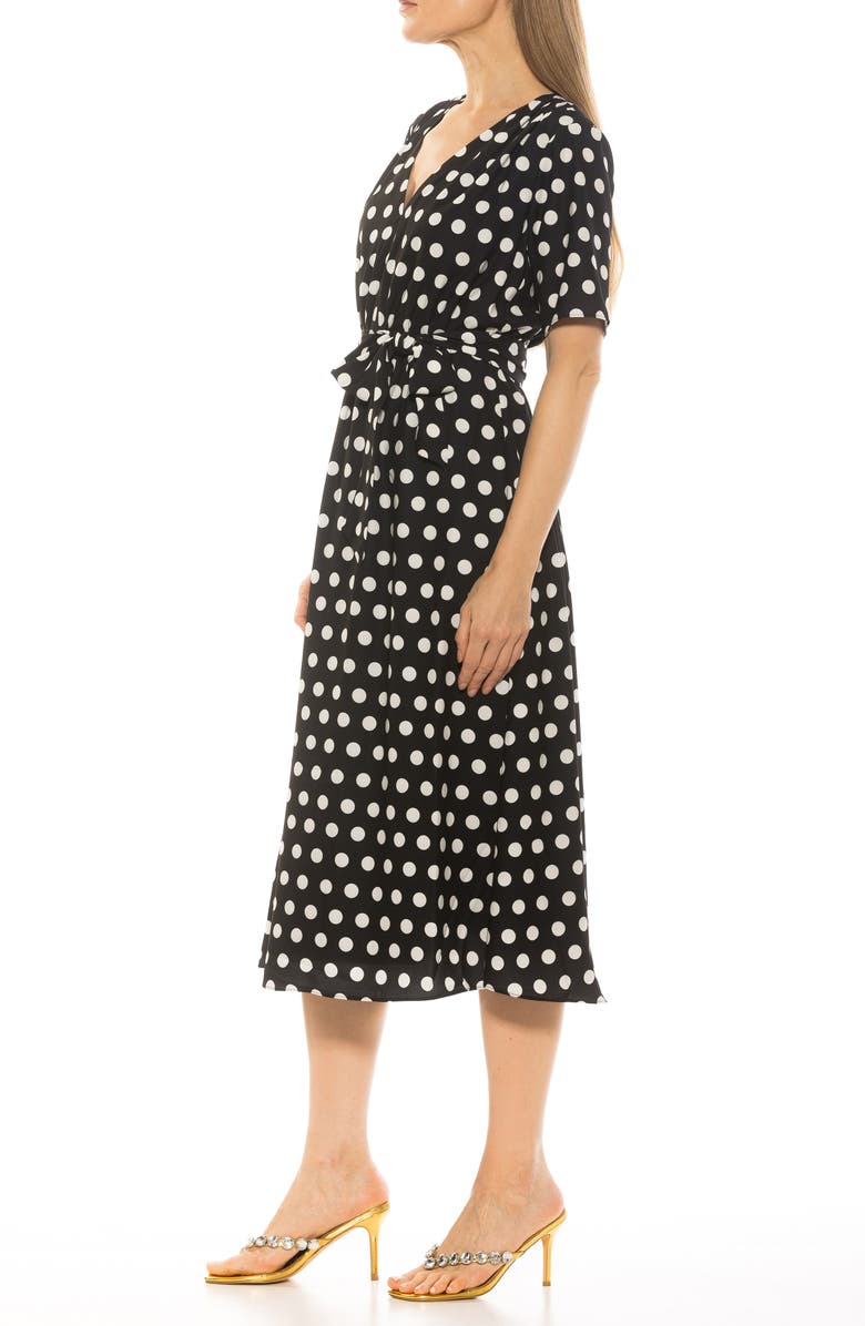 Alexia Admor Larisa Fit & Flare Dress, Alternate, color, Black White Polka Dots