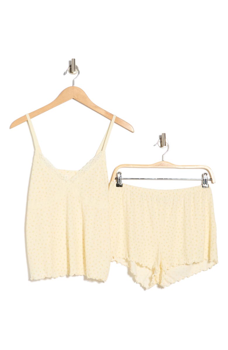 Laura Ashley Lace Camisole & Short Pajamas, Main, color, Yellow Roses