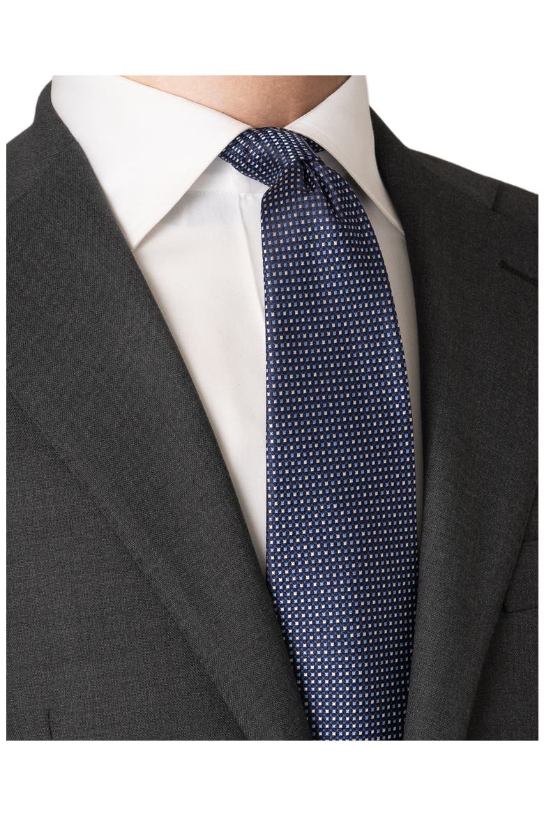 Geometric Silk Jacquard Tie, Alternate, color, NAVY