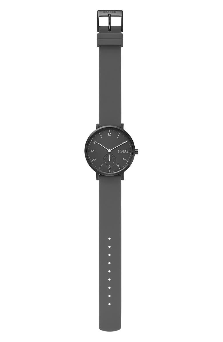 Skagen Aaren Kulør Rubber Strap Watch, 36mm, Alternate, color, 