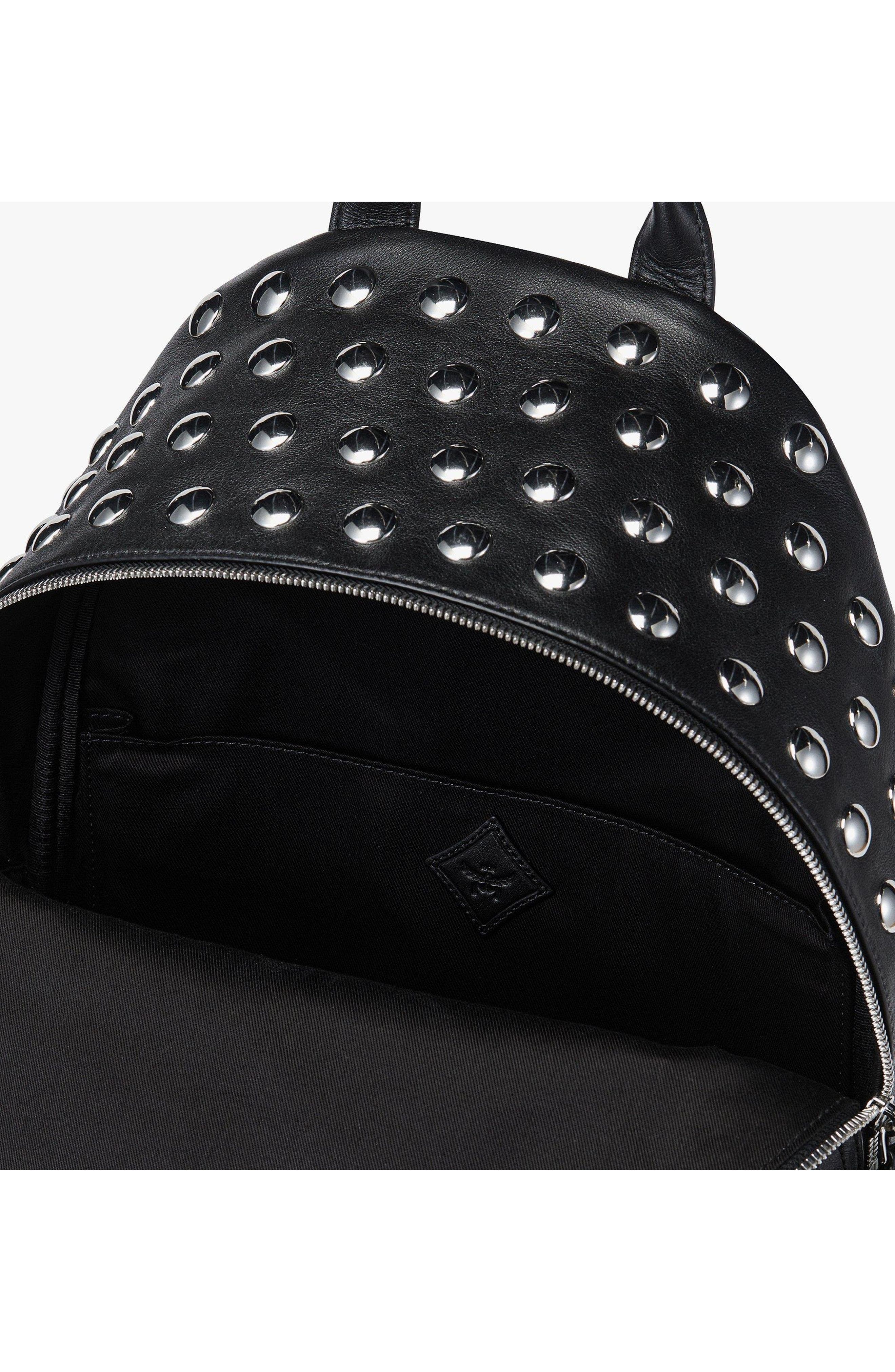 MCM Medium Stark Backpack in Galactic Gala Lamb Leather, Alternate, color, Black