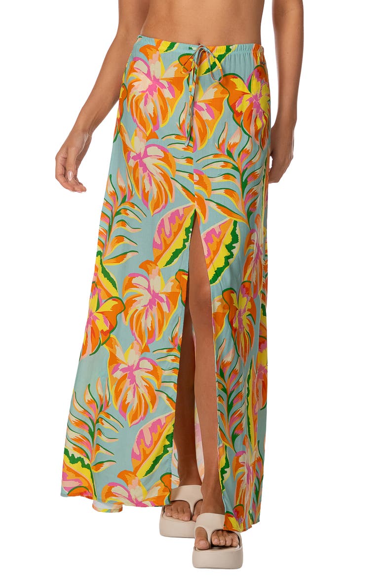 Fiesta Bloom Cover-Up Maxi Skirt, Main, color, AQUAMARINE