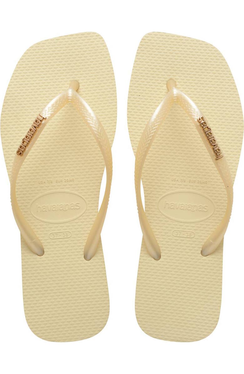 Havaianas Slim Square Logo Flip Flop, Alternate, color, Buttercream