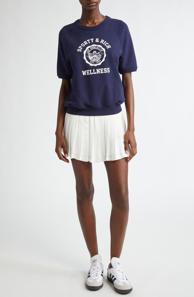 Sporty & Rich Abigail Pleated Skirt, Alternate, color, Off White