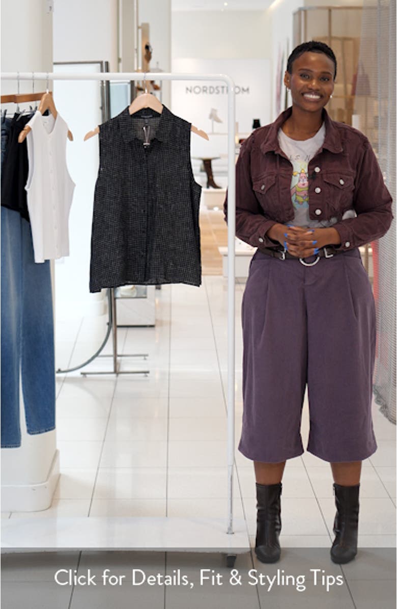 Grid Sleeveless Organic Linen Button-Up Shirt, sales video thumbnail