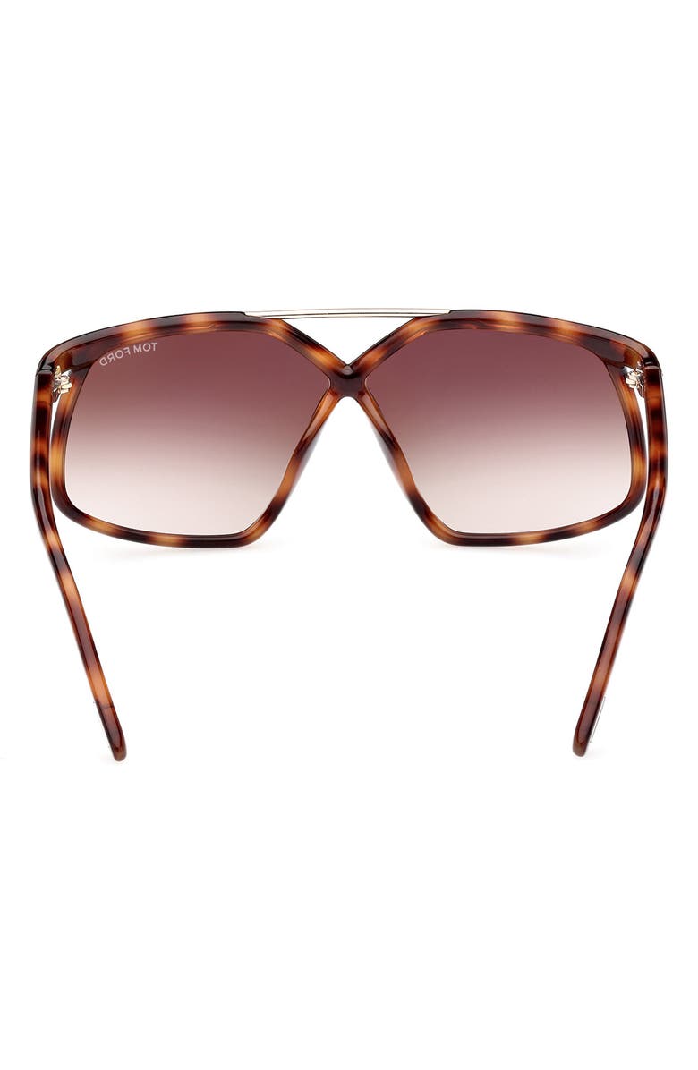 TOM FORD Meryl 64mm Gradient Polarized Oversize Square Sunglasses, Alternate, color, Shiny Havana Rose Gold/ Brown