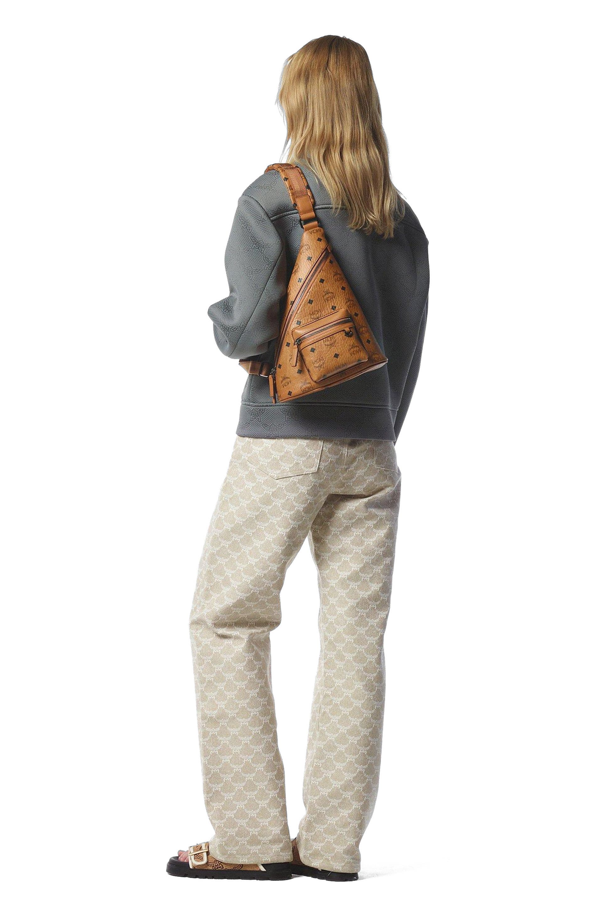 MCM Aren Sling in Visetos, Alternate, color, Brown